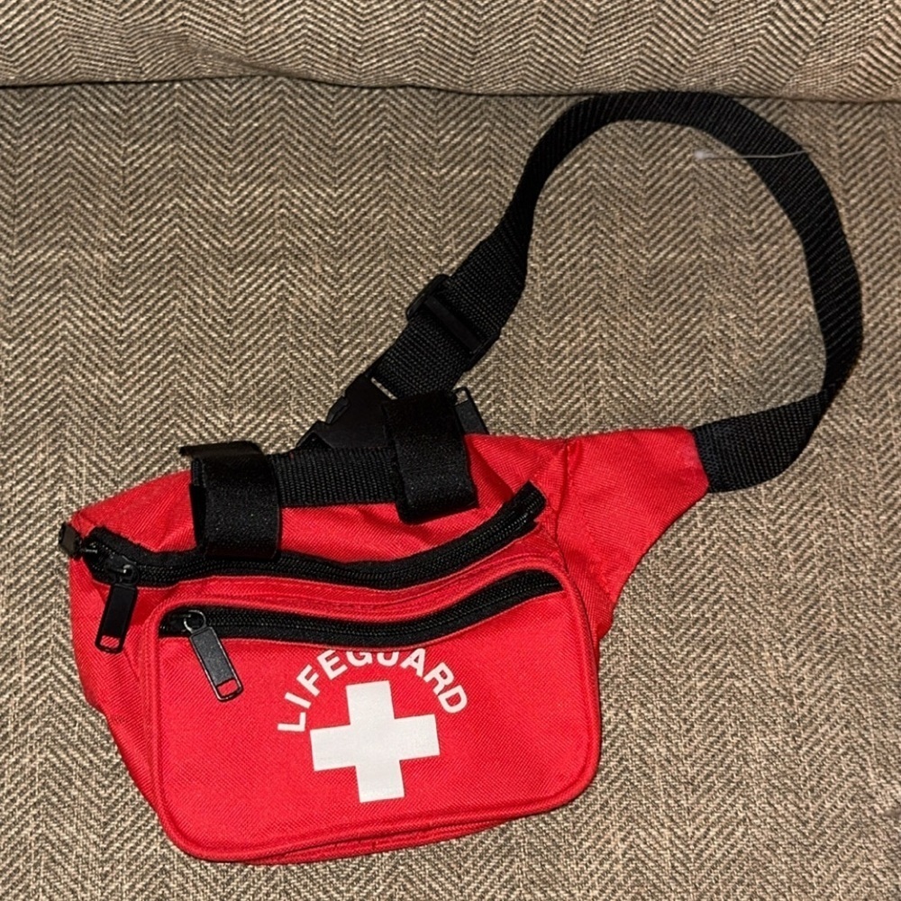 Bundle~NWT Red Lifeguard Baseball Cap Hat Unisex and Lifeguard Fanny pack bag